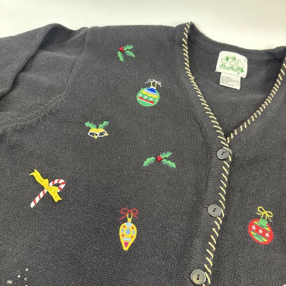 The Quacker Factory Christmas Sweater Cardigan Ornaments Presents Candles 1X - Picture 4 of 15